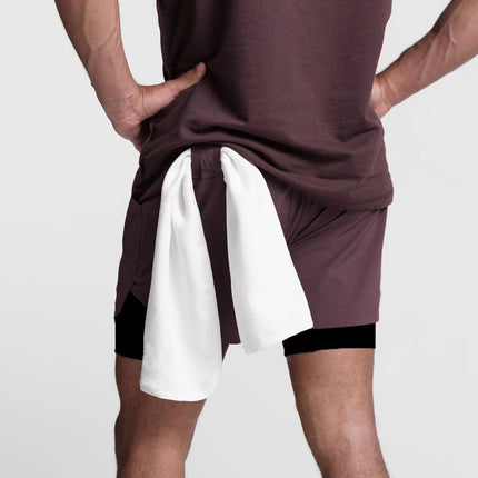 Summer New Muscle Fitness Brothers Sports Anti-embarrassment Double-layer Shorts Men's Casual Sports Pants Men