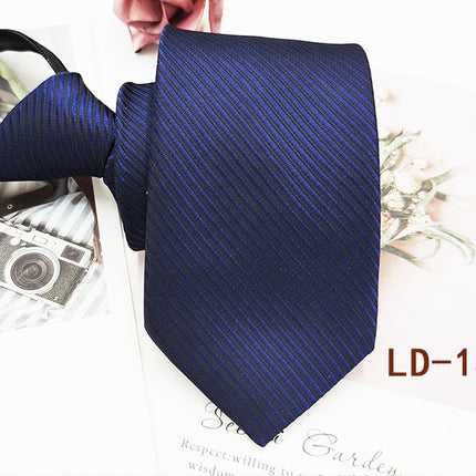 Factory In-Stock Zipper Tie Men's Formal Business 8cm Lazy Tie Red Black Striped Workplace Striped Tie