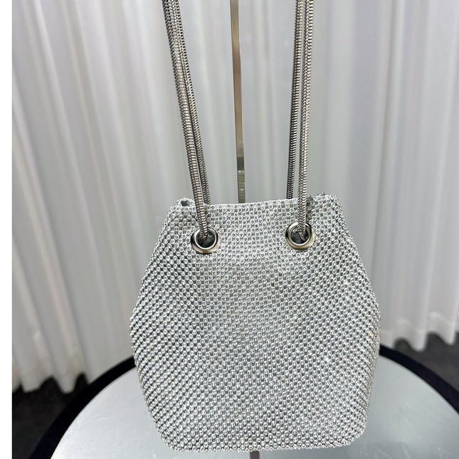 Cross-Border New Fashion Bucket Bag Banquet Dress Evening Bag Rhinestone Women's Trendy Diamond-Encrusted Handbag Evening Wear