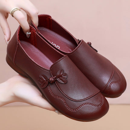 2026 Mom's Shoes: Soft Sole, Comfortable, Non-Slip, Middle-Aged Leather Shoes, Flat Shoes for Middle-Aged and Elderly Women, Spring and Autumn Style