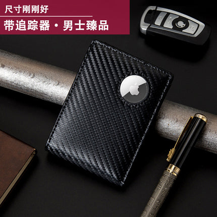 European and American style new leather men's wallet airtag positioning tracker wallet rfid anti-theft brush US dollar wallet