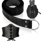 Black 3-piece set (printed belt + embossed bag + girdle)