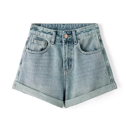 Nostalgic Blue Denim Shorts for Women, High-Waisted Summer Plus Size, Slimming Pear-Shaped Figure, A-Line Hot Pants