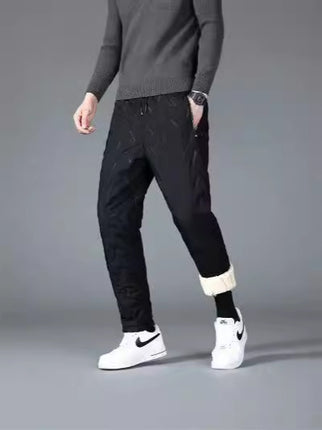 Lamb Down Pants Men's plus size Casual Pants Winter Windproof fleece-lined Thick Cold-resistant Warm Pants for Women
