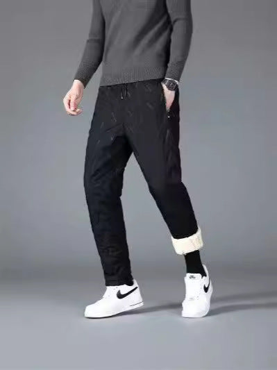 Lamb Down Pants Men's plus size Casual Pants Winter Windproof fleece-lined Thick Cold-resistant Warm Pants for Women