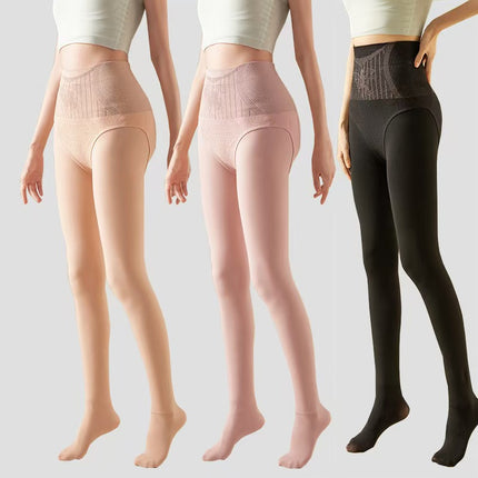 Flower fairy water light socks high waist abdomen leggings autumn and winter light leg artifact fleece-lined naked sense pantyhose manufacturers wholesale