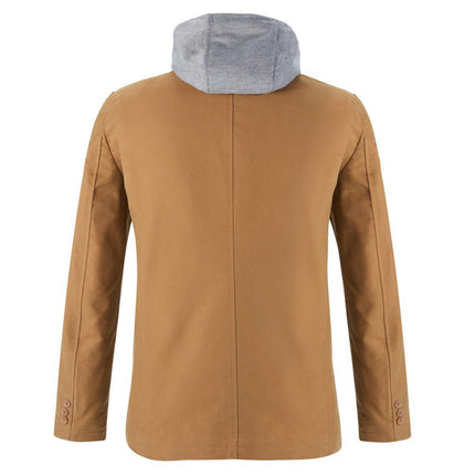 Spring and Autumn Removable Hooded Korean Style Suit Men's Cotton Casual plus size Suit Work Suit Jacket Jacket for Men