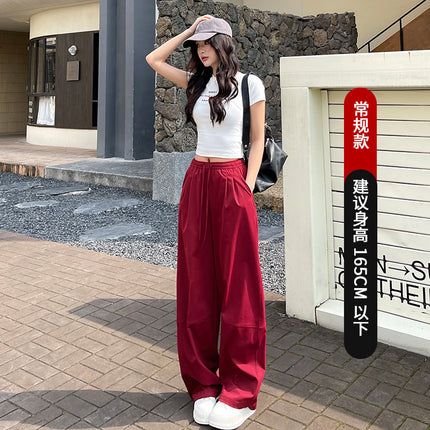 Wide-Leg Pants for Women Summer 2025 New Petite Straight Pants Loose High-Waisted Drape Floor-Length American-Style Cargo Pants