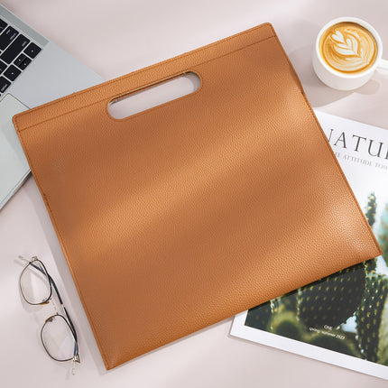 A4 Leather Magnetic Satchel Document Bag Custom Logo Folder Large Capacity File Bag Business Contract Storage Bag
