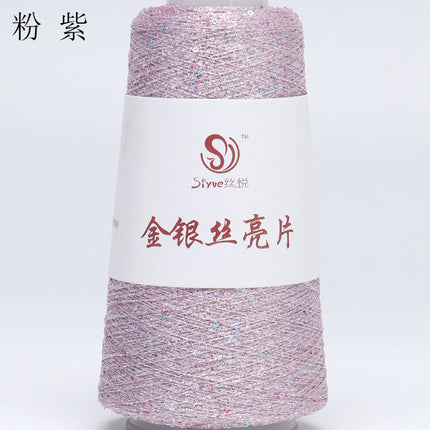 silk yue/diy hand-woven wool ball sweater line magic color gold and silver sequin line wrapped flower colorful companion wiring
