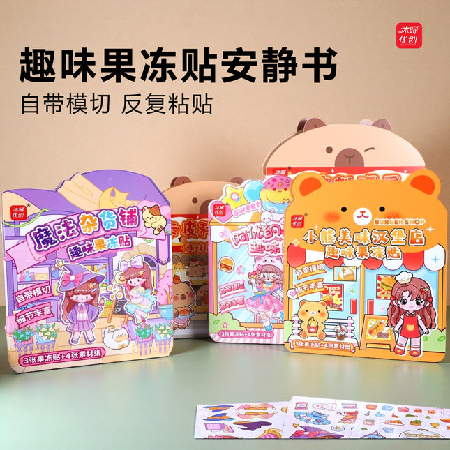 3D Jelly Stickers Quiet Book Reusable Stickers No Cutting Required Fun New Stickers for Girls and Children