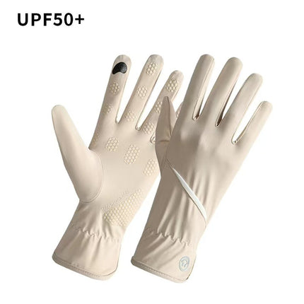 Ice Silk Sun Protection Gloves for Women, Thin Style, Breathable, Non-Slip, Suitable for Driving and Electric Vehicles, Uv Protection, Two-Finger Exposed Design, Touchscreen Compatible