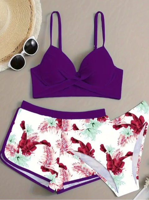 Cross-border European and American Foreign Trade New Style Swimwear Women's Sexy Hard Cover Cup Steel-toted Swimsuit Bikini Bikini