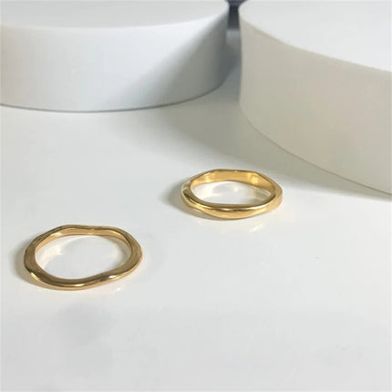 St.Delan 18K Gold Ring, Wavy Irregular Ring, Simple and Fashionable Stainless Steel Ring Batch