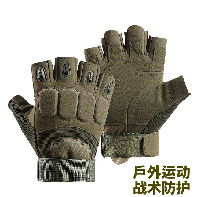 Gloves Outdoor Tactical Half-Finger Cycling Gloves Men's Mountaineering Fitness Training Iron Anti-Slip Electric Vehicle Black Hawk Gloves