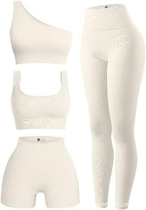 Yoga Clothing Women's 2024 New Short-sleeved Sports Fitness Pilates Training Clothing Top High-grade Four-piece suit