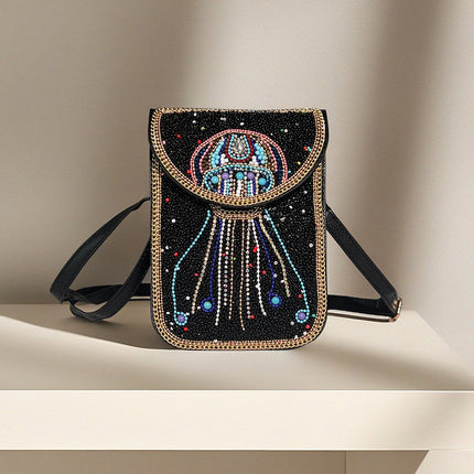 Bohemian Women's Mobile Phone Bag Xinjiang Inner Mongolia Yunnan Travel Souvenir Retro Heavy Industry Rice Bead Shoulder Bag
