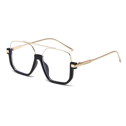 New Transparent Retro Unisex High-grade Large Frame Glasses Sunglasses Tea Black Sense Double Beam Sunglasses
