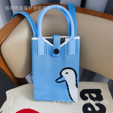 Girl's Heart-Shaped Knitted Crossbody Bag