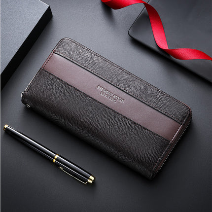 Cross-border wallet new men's high-end mobile phone bag zipper palm print multi-card coin purse men's card bag business