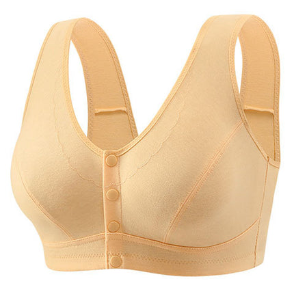 Plus Size mm Cup Elderly Women's Underwear Thin Cotton No Padding Full Cup Bra with Snap Closure in Stock
