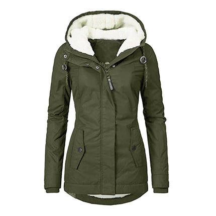 2021 Cross-Border European and American Wish Autumn and Winter New Women's Jacket Solid Color Pocket Zipper Long Sleeve Fleece Elegant Style 10