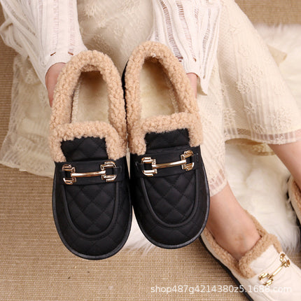 Fashion cotton boots 2024 winter new women's cotton shoes fleece-lined thick-soled waterproof bean shoes all-match warm snow boots