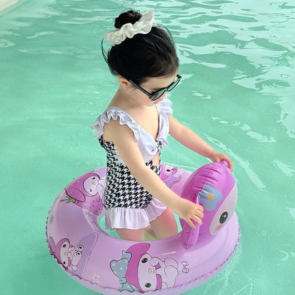 Girls One-Piece Swimsuit 2025 New Summer Fashion Small Flying Sleeve Swimsuit for Kidsren and Middle-Aged Kidsren Kidsren's Bow Swimsuit