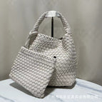 Off-white + woven bag + leather shoulder strap