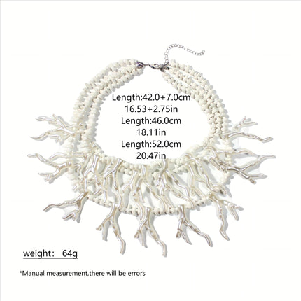 European and American New Style Stacked Cross-Border Imitation Coral Necklace Necklace Light Luxury Small Multi-Layer Beaded Clavicle Chain Resin Necklace