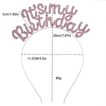 Cross-Border It's My Birthday Party Birthday Headband Metal Letter Headband Holiday Cake Decoration Headdress