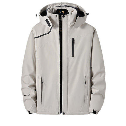 Men's and women's LOGO work clothes windproof waterproof outdoor mountaineering clothing plus velvet warm hooded coat wholesale