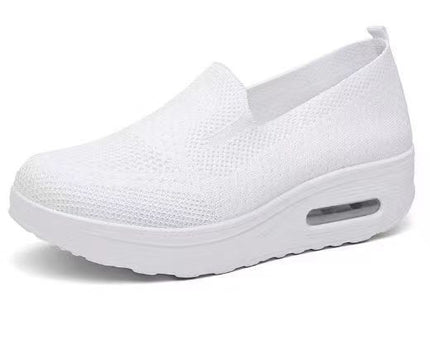 Women's Sports Shoes Cross-Border Foreign Trade 2026 New Model Thick-Soled Air-Cushioned Casual Shoes Mesh Slip-On Height-Increasing Walking Shoes for Women