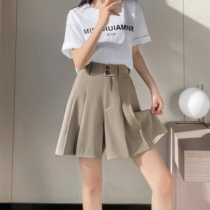 Autumn 2024 Korean style pants plus size casual suit wide-leg shorts women's chubby girl pear-shaped figure casual shorts