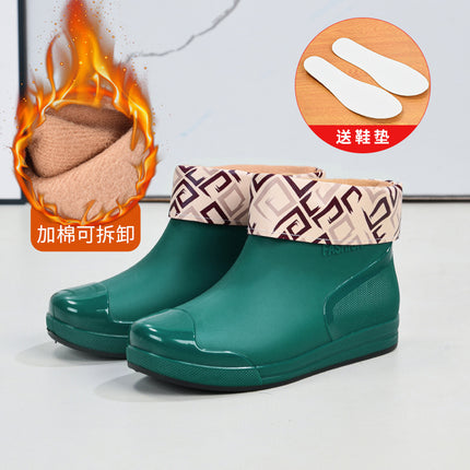 Cross-border hot-selling rain shoes women's short tube outer wear water shoes warm non-slip rain boots waterproof boots rubber shoes overshoes wholesale