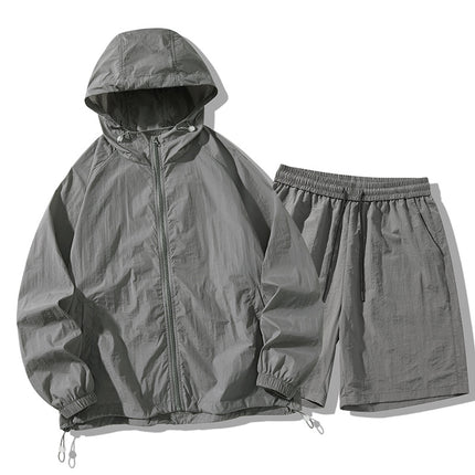 Sun Protection Clothing Set Upf50+ Cool-Touch Ice Silk Original Yarn Hooded Breathable Nylon Ice Silk Outdoor Skin Protection Clothing Shorts