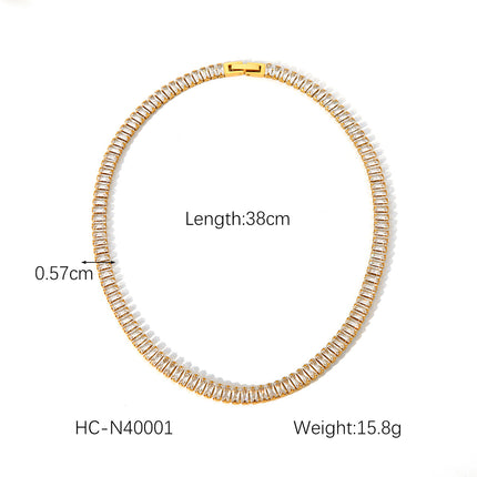 Cross-Border European and American Zircon Necklace Jewelry Women's High-End Versatile Clavicle Chain Full of Diamonds Stainless Steel Bracelet Titanium Steel Hand Jewelry
