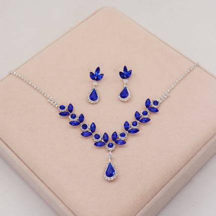 Cross-border New Crystal Amethyst Necklace Earrings suit Evening Dress Accessories Bridal Accessories High-end Sense