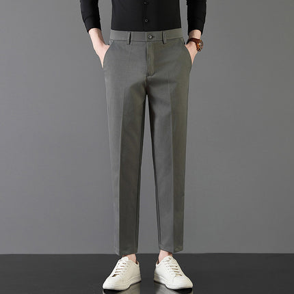 2025 Light Luxury Spring Men's Casual Small Trousers Stretch Business Straight Men's Cropped Pants