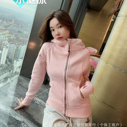 Lulu Original Scuba Cardigan Full Zipper Slim Long-Sleeved Hoodie Hooded Jacket Jacket Sweatshirt Women's Top