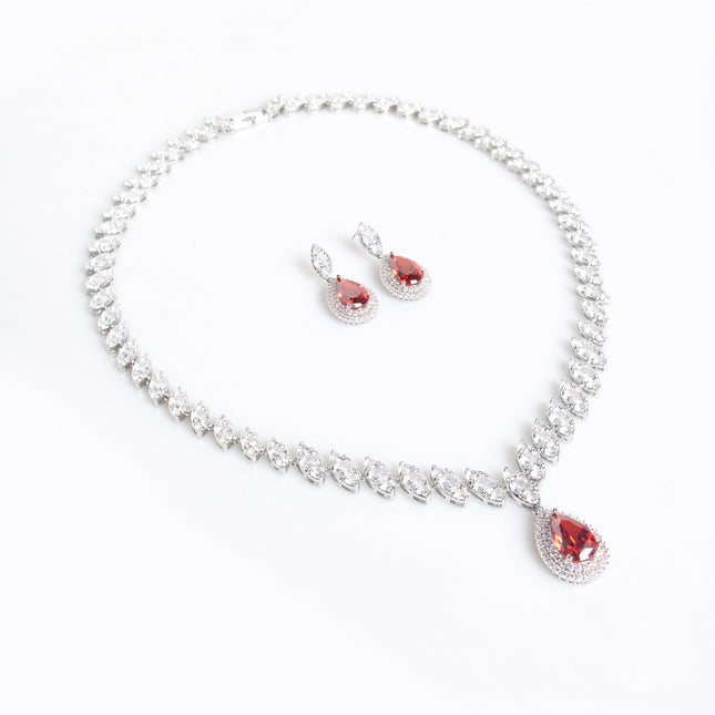 European and American Popular Bridal suit Water Drop Necklace Shake Tone Same Zircon Tassel Earrings Wedding Jewelry Accessories