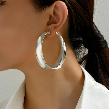 European and American simple personality exaggerated smooth earring temperament metal geometric fashion earrings high-end luxury earrings