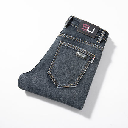 2024 spring new men's light business jeans men's fashion men's jeans small straight pants