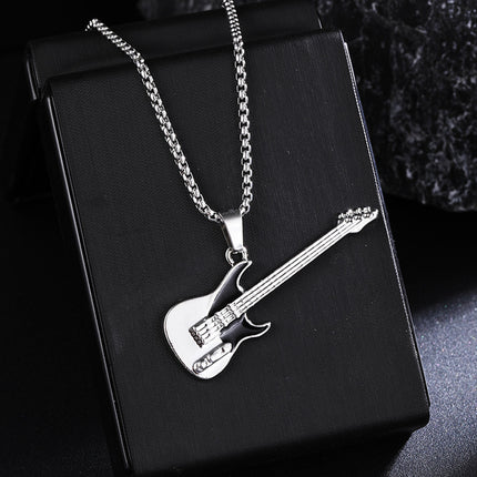 New Guitar Pendant Necklace for Men, Colorful Oil-Drip Alloy Instrument Stainless Steel Pendant DIY Jewelry Accessories for Women