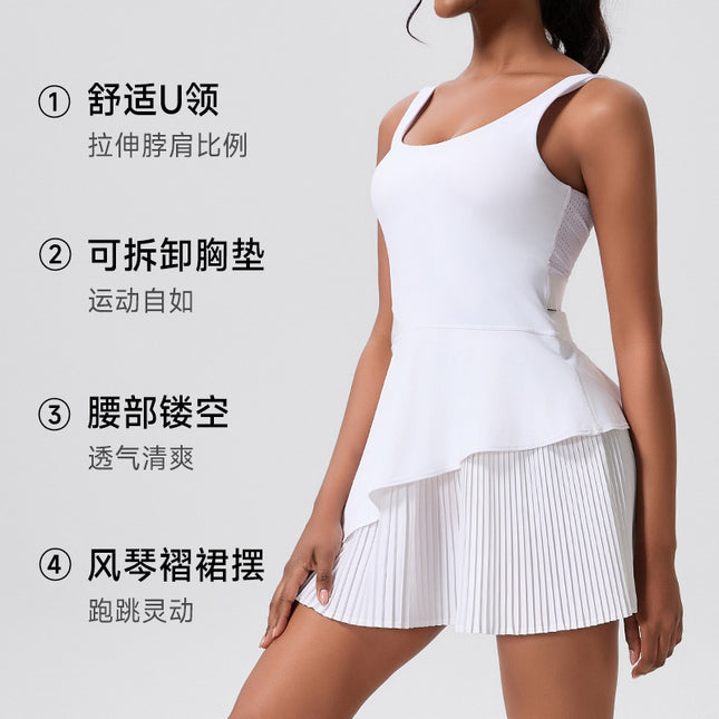 New Outside Wearing Running Hip Lifting one-body Tennis Skirt Outdoor with Chest Pad Tight Elastic Slim Sports dress Women