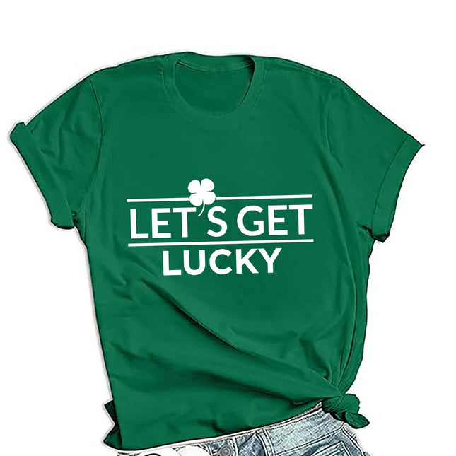 Cross-border PDD supply St. Patrick's Day men's and women's same loose round neck pullover short sleeve printed T-shirt