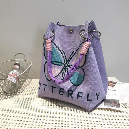 Niche design black and white diamond knitted tote bag handbag casual versatile large capacity messenger bag factory direct sales