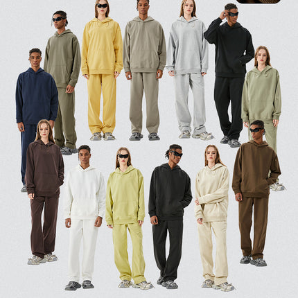 TILANI Men's 2025 Heavy Terry Sweater Pants American Style Trendy Brand Solid Color Trendy Men's suit Hoodie Straight Pants