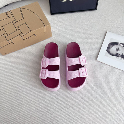 2026 New Summer Mei*Sha Style Platform Thick-Soled Double-Strap Jelly Shoes Casual Beach Sandals