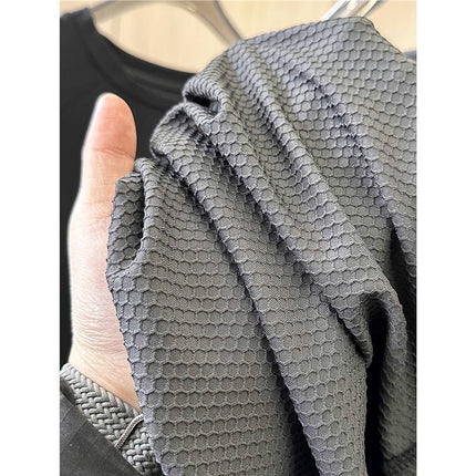 Functional Black Technology! Sports Quick-Drying Non-Stick Four-Way Elastic 3D Honeycomb Mesh Loose Bottoming Shirt Long Sleeves